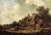 GOYEN, Jan van Peasant Huts with a Sweep Well sdg oil